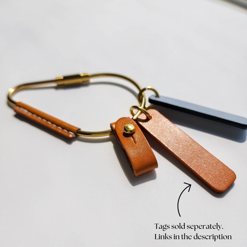 Brass Carabiner Keychain Leather Handstitched Brass Key Ring Cute Gift