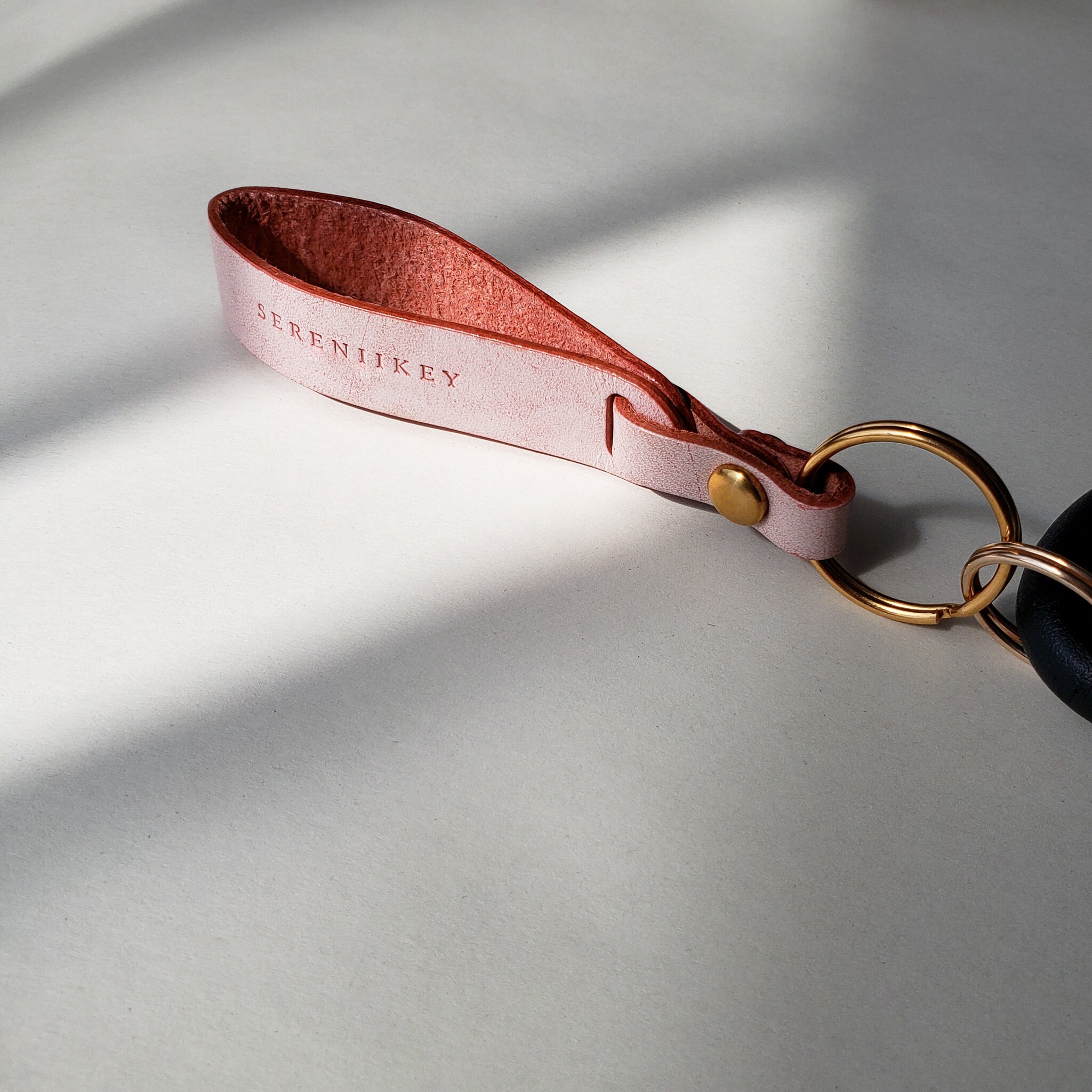 Pink Custom Key Fob Leather Keychain Strap Personalized Car Etsy