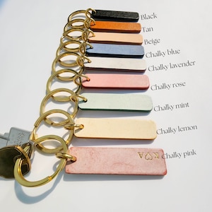 Thick Leather Keychain Tag Delightful Keychain Pendant, Personalized Leather Name Tag and Key Charm, Gifts under 20 9 Colors image 3