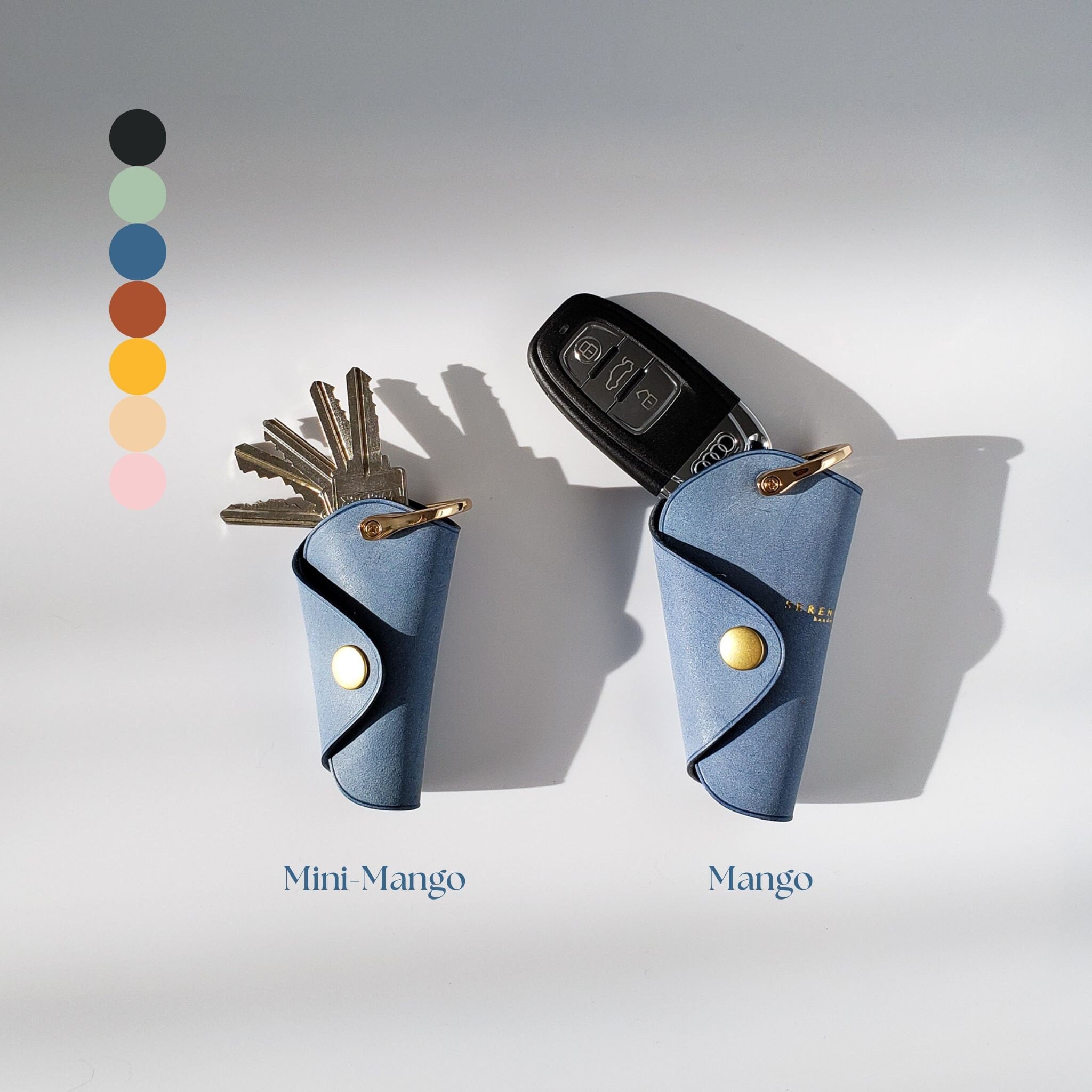 AG Wallets Genuine Leather Keychain Holder, Key Fob Holder, Personalized  Leather Keychain, Personalize Front Side and Back Side, Oval Design 
