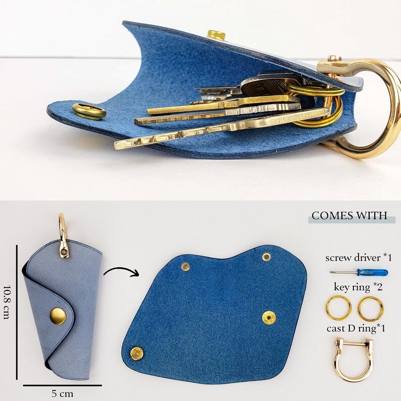 BLUE Key Wallet Personalized Key Organizer Slim Key Case Etsy