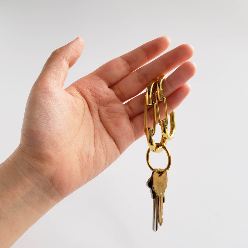 Brass Carabiner Keychain Brass Keychain Clip Gold Carabiner Etsy