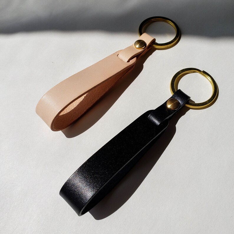 BLACK Leather Key Strap Personalized Key Fob Leather Key Etsy