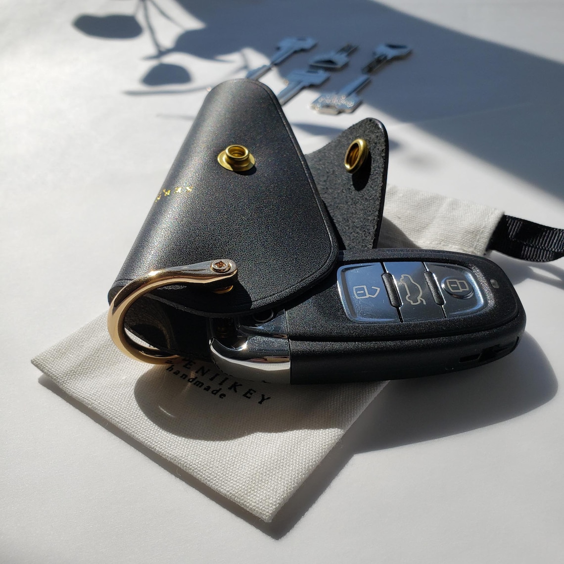 Black Key Case Leather Car Key Cover Custom Key Chains Etsy