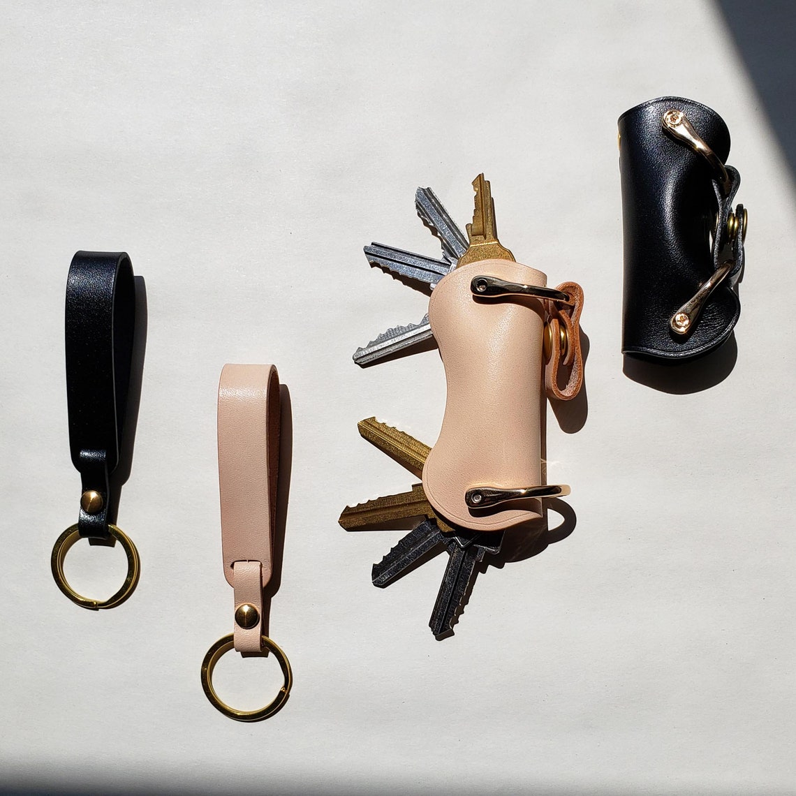 BLACK Leather Key Strap Personalized Key Fob Leather Key Etsy