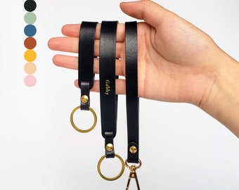 Porte-clés avec bracelet en cuir pour femme, tour de poignet avec fermoir pour clé, lot de porte-clés de Noël personnalisé • « Loop » 9 couleurs