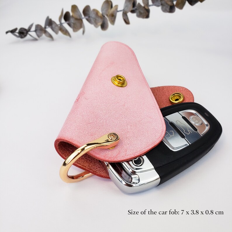 Rose Car Key Case Leather Keychain Key Fob Cover House Key Etsy