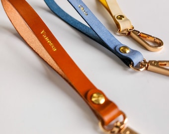 Bulk Leather Wristlet Keychain with Gold Snap: Personalized Key Fob