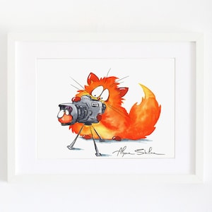 Cat photograper art print wall decor, unique photographer gift, cat lover cute gift