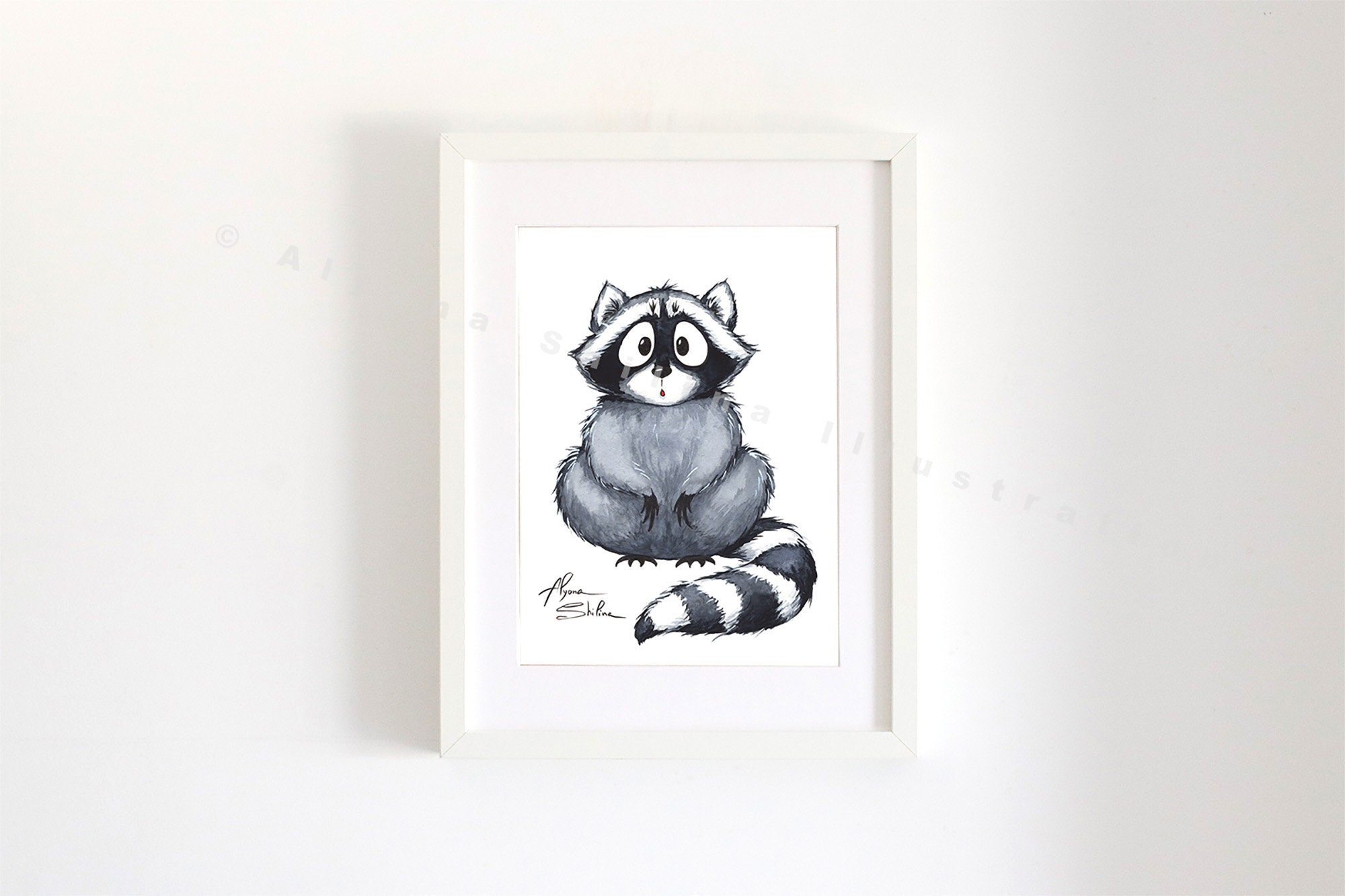 Süße Waschbär Aquarell Kunstdruck für Ihre Dekoration Wald | Etsy