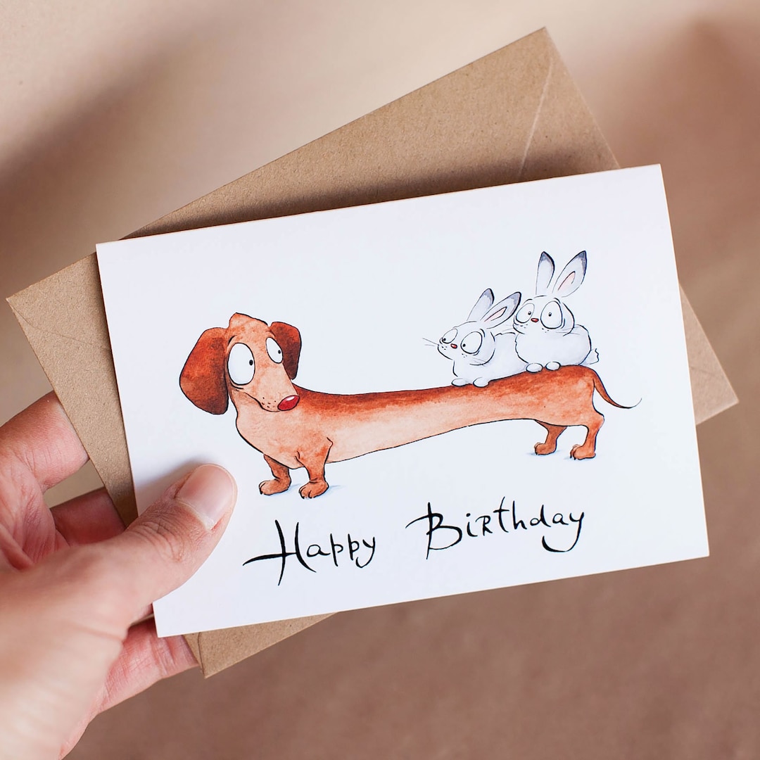 Dachshund Birthday Card, Funny Dackel Greeting Card, Cute Dog Lover ...