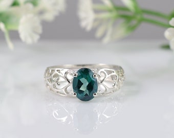 Emerald Green Topaz Silver Ring RGT-013 Birthday Gift Wedding Ring Valentine Gift Engagement Ring Design N0 Anniversary Gift