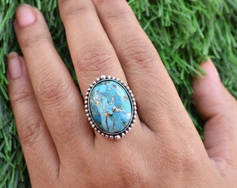 Turquoise Jewelry RT-098 Boho Ring Promise Ring December Birthstone N0 925 Silver Ring Purple Copper Turquoise Ring Dainty Ring