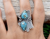 Blue Copper Turquoise Ring,925 Sterling Silver Ring, Boho Ring, Dainty Ring, Turquoise Jewelry,Promise Ring ,December Birthstone N0 - RT-090