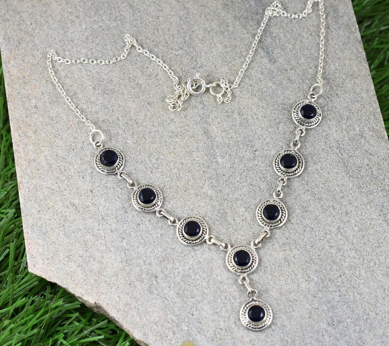 Blue Sapphire Necklace Necklace for Her Gemstone Silver Necklace 925 Sterling Silver Necklace Wedding Jewellery