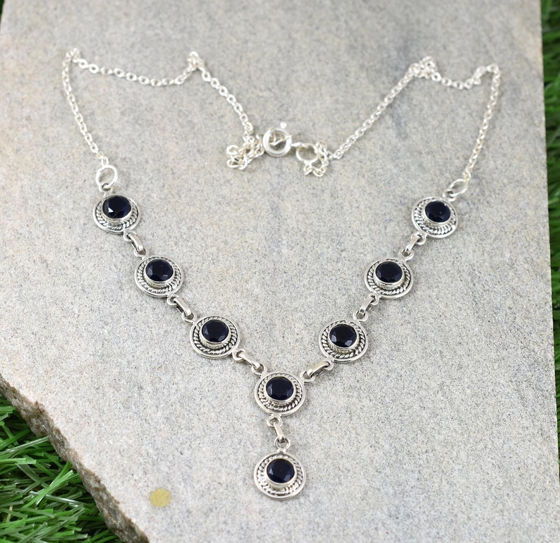 Blue Sapphire Necklace Necklace for Her Gemstone Silver Necklace 925 Sterling Silver Necklace Wedding Jewellery