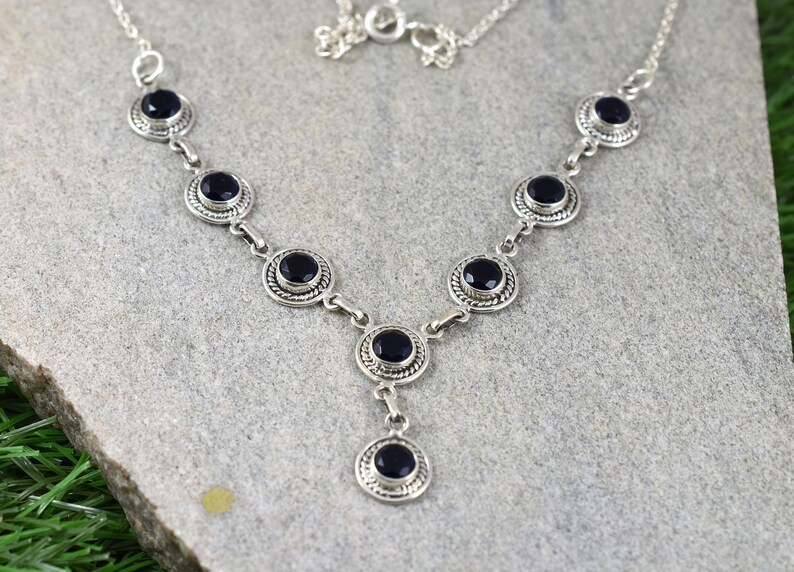 Blue Sapphire Necklace Necklace for Her Gemstone Silver Necklace 925 Sterling Silver Necklace Wedding Jewellery