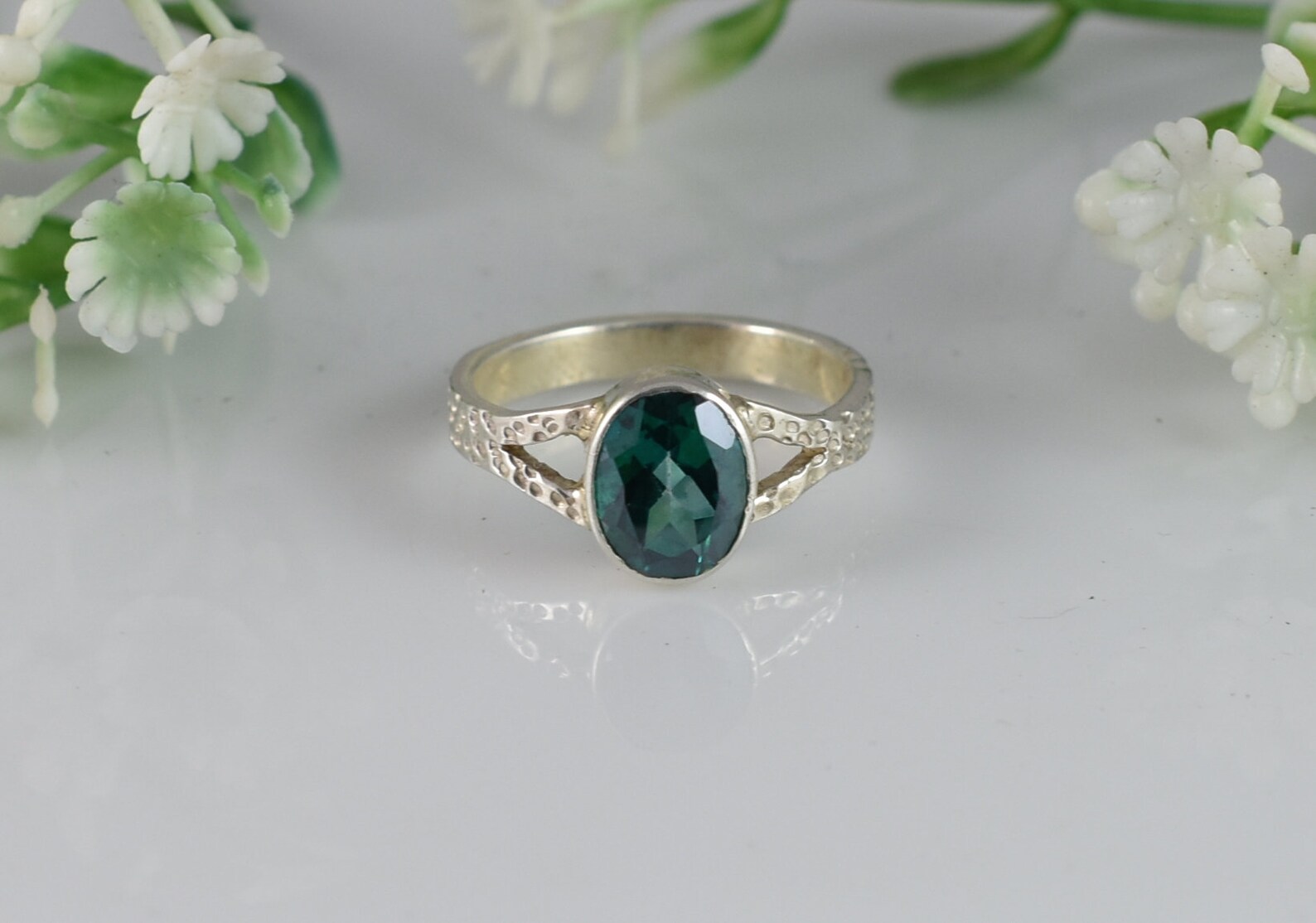 Emerald Green Topaz Ring Green Topaz Silver Ring | Etsy