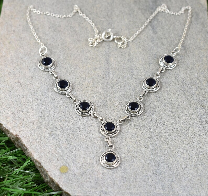 Blue Sapphire Necklace Necklace for Her Gemstone Silver Necklace 925 Sterling Silver Necklace Wedding Jewellery