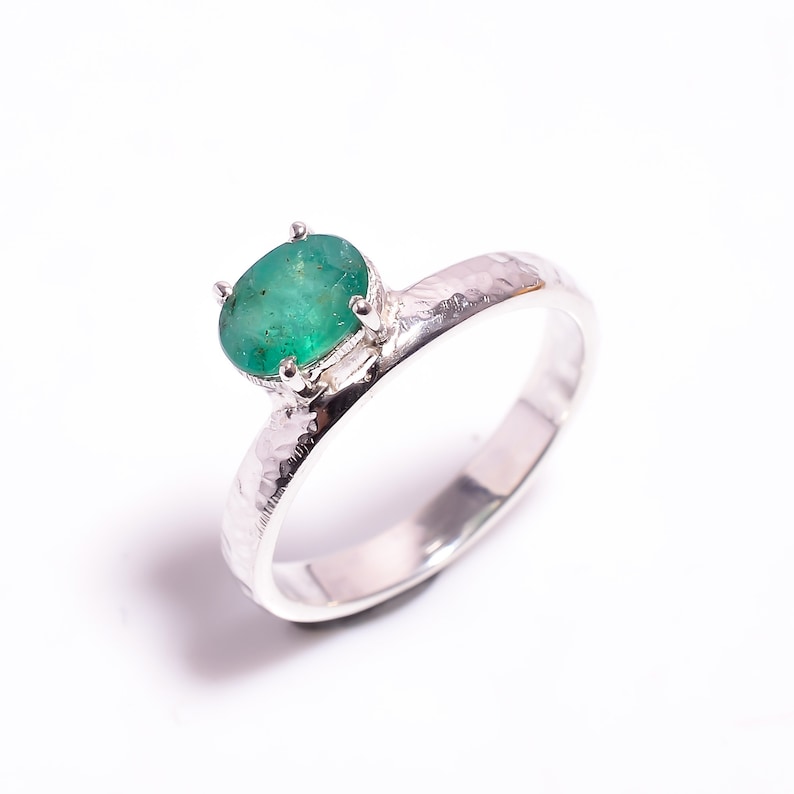 Anniversary,Midi Ring,Engagement Ring Promise Ring Statement Ring,May Birthstone -RE-035 Emerald Ring,92.5 Sterling Silver Valentine Gift