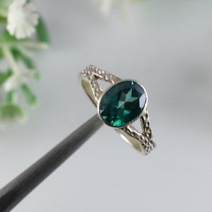 Emerald Green Topaz Ring Green Topaz Silver Ring | Etsy