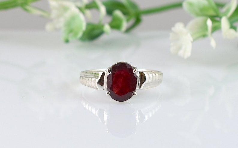 Ruby Silver Ring RUBY RING Gemstone Ring Christmas Gift,Statement Ring Engagement Ring,Birthday Gift,Wedding Ring.Design N0- RRGF-017