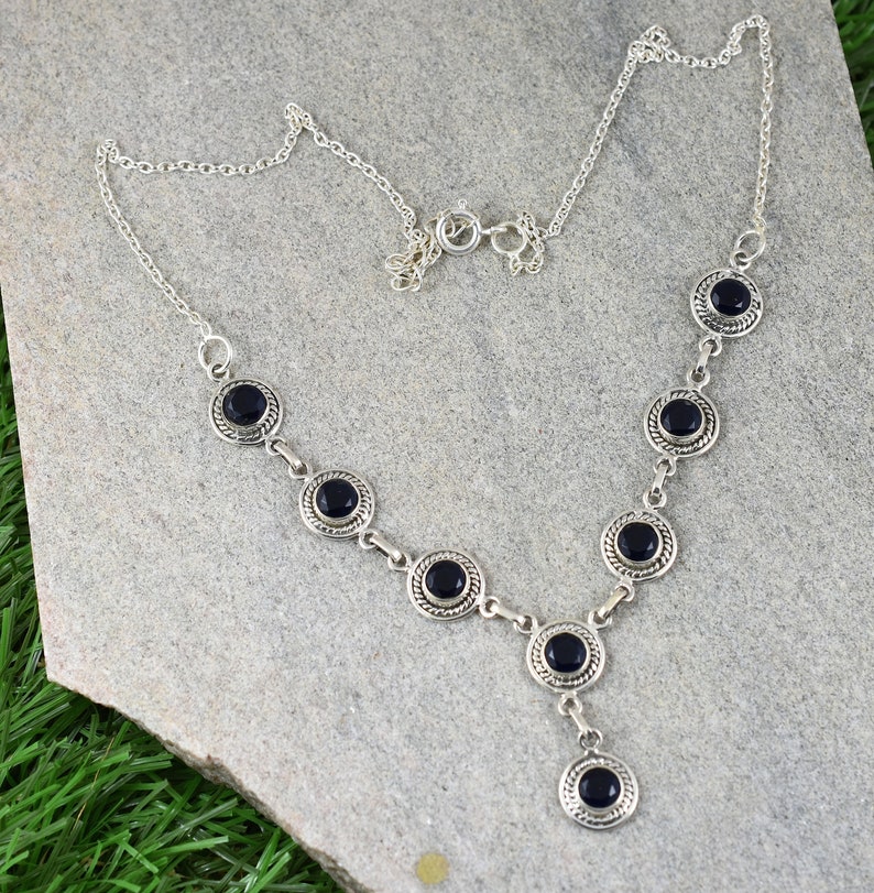 Blue Sapphire Necklace Necklace for Her Gemstone Silver Necklace 925 Sterling Silver Necklace Wedding Jewellery