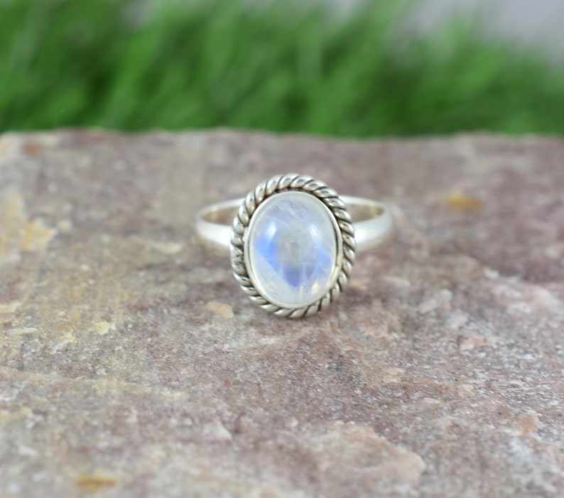 925 Sterling Silver Ring Gemstone Ring,Engagement Ring,Birthday Gift Design N0-RWR-018 June Birthstone White Rainbow Moonstone RING