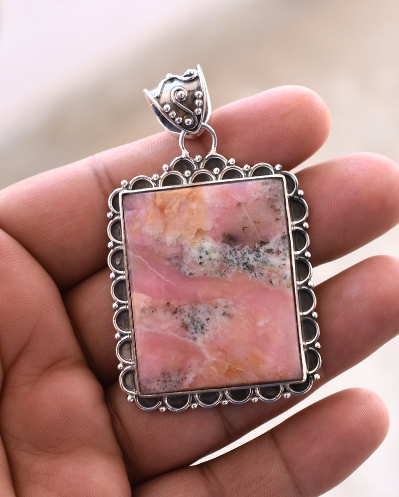Pink Opal Pendant,925 Sterling Silver Pendant PPNK-001 Huge Pink Opal Pendant Handmade Pendant,Vintage Pendant Gift.Design N0 Birthday