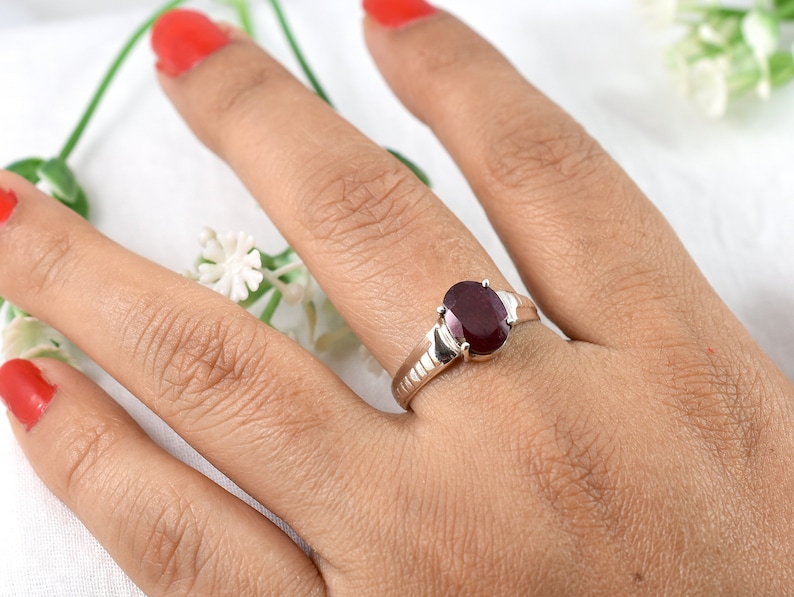 Ruby Silver Ring RUBY RING Gemstone Ring Christmas Gift,Statement Ring Engagement Ring,Birthday Gift,Wedding Ring.Design N0- RRGF-017