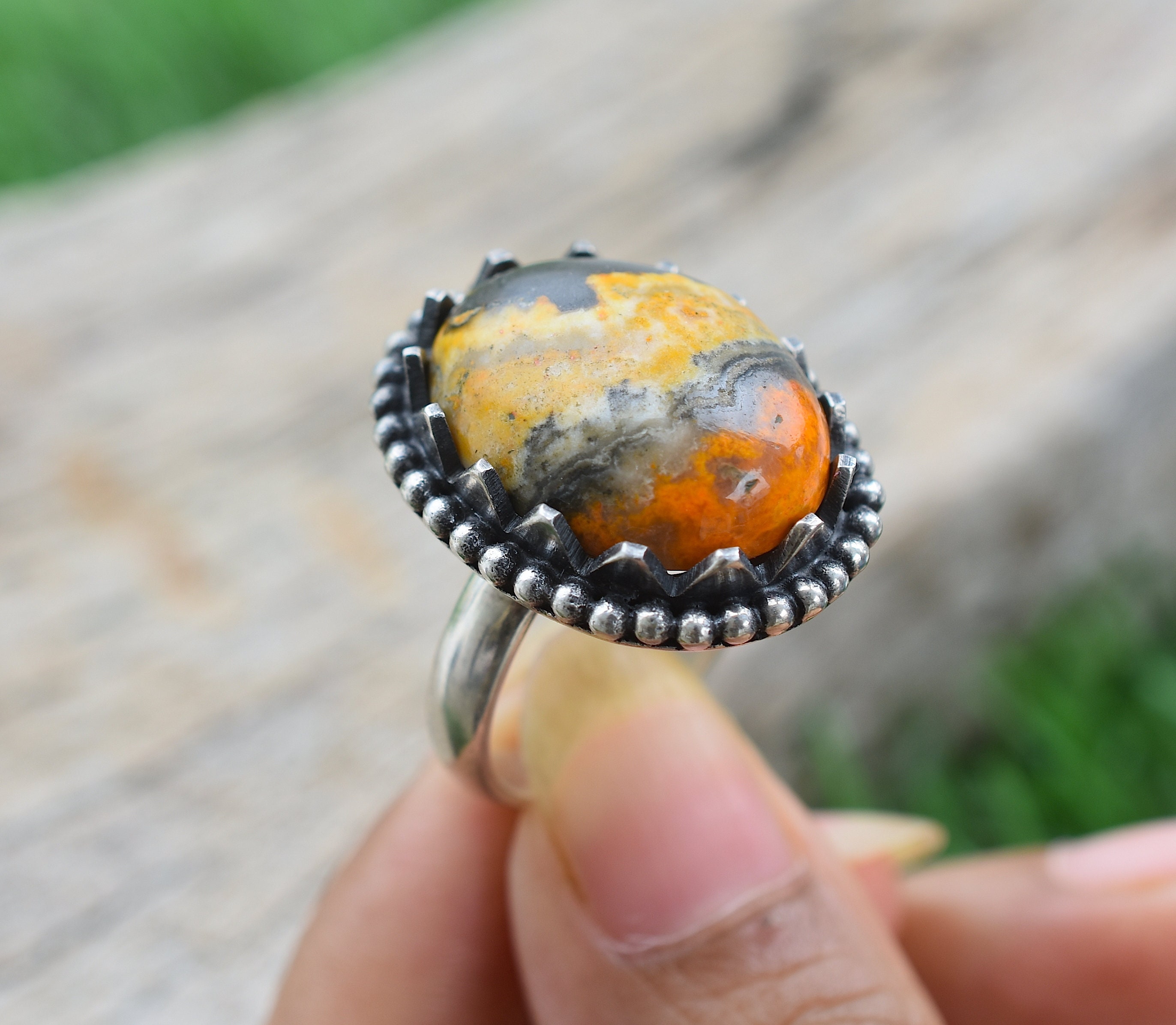 Bumble Bee Jasper Ring 925 Sterling Silver Ring handmade Etsy