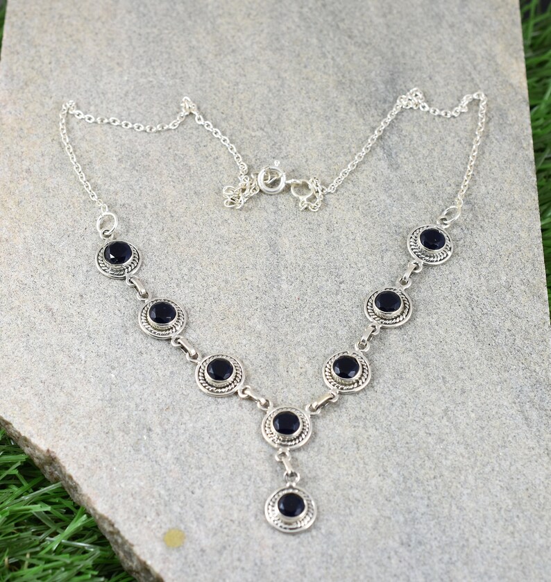 Blue Sapphire Necklace Necklace for Her Gemstone Silver Necklace 925 Sterling Silver Necklace Wedding Jewellery