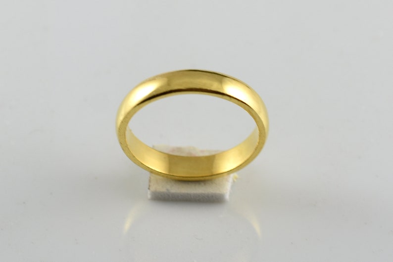 Mens Womens engagement Ring,Yellow Rhodium Plain Sterling Silver Band,Plain Silver Stacking Ring,Simple Thumb Ring,,3.80 mm Wide Band Ring