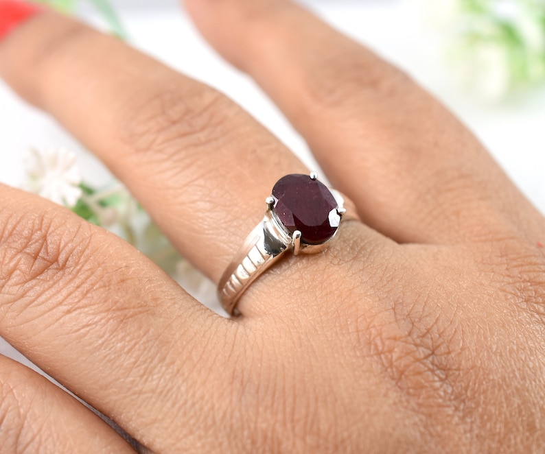 Ruby Silver Ring RUBY RING Gemstone Ring Christmas Gift,Statement Ring Engagement Ring,Birthday Gift,Wedding Ring.Design N0- RRGF-017