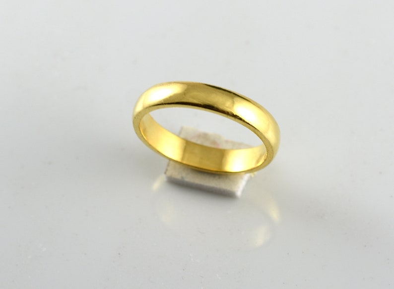 Mens Womens engagement Ring,Yellow Rhodium Plain Sterling Silver Band,Plain Silver Stacking Ring,Simple Thumb Ring,,3.80 mm Wide Band Ring