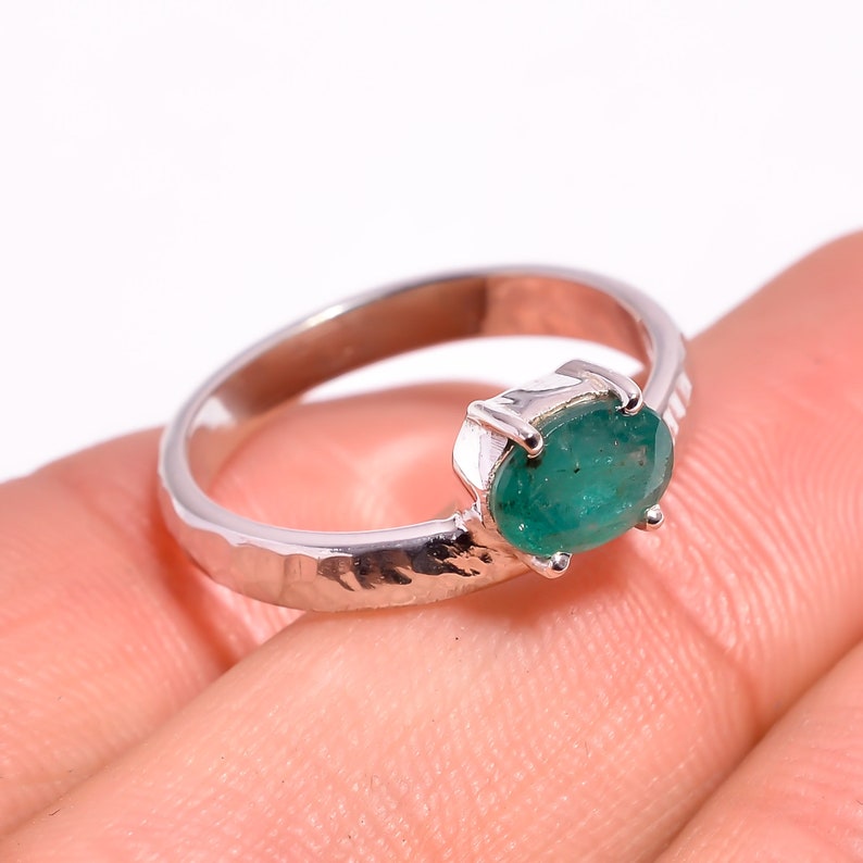 Anniversary,Midi Ring,Engagement Ring Promise Ring Statement Ring,May Birthstone -RE-035 Emerald Ring,92.5 Sterling Silver Valentine Gift
