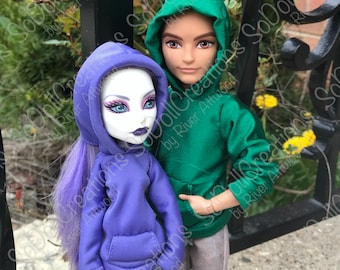 Doll Hoodie Digital Pattern Regular Boy AND Girl Ever After High Monster High Dolls