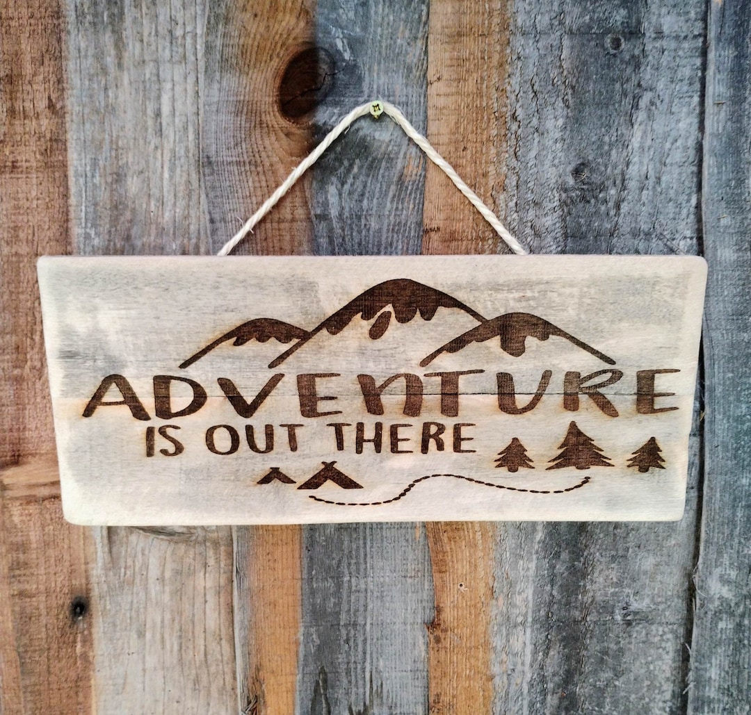 Handmade Wooden Adventure Sign. Vintage Reclaimed Wood Sign. Distressed ...