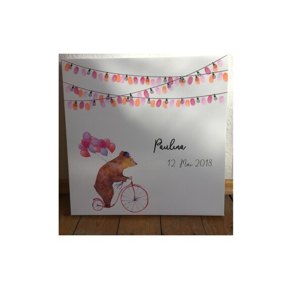 B/är Baby-shower G/ästebuch f/ür Taufe Geschenk-idee Baby-party Leinwand f/ür Fingerabdr/ücke
