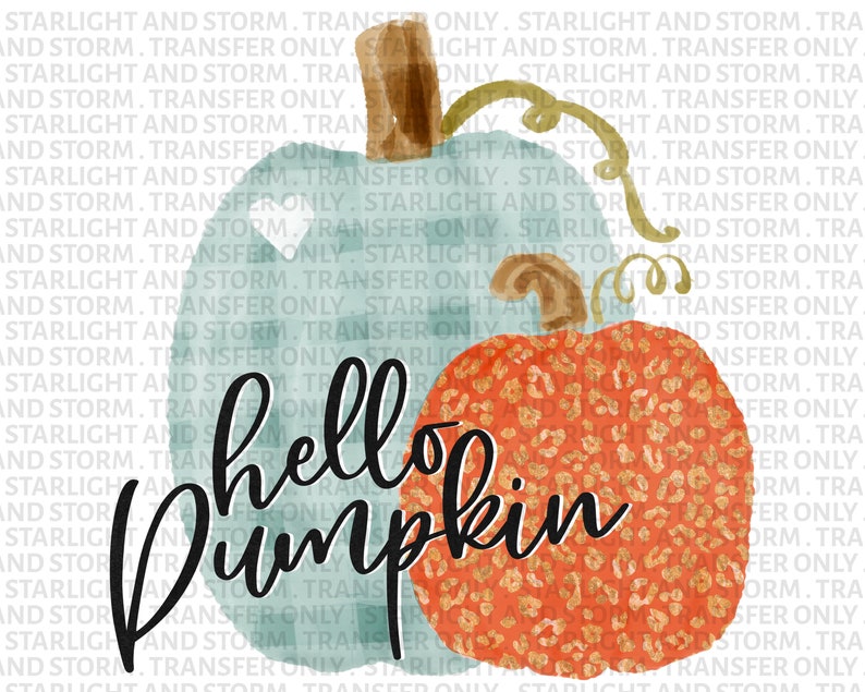 Fall Pumpkin Sublimation Heat Transfer Ready To Press Sublimation Heat Transfer Hello Pumpkin Mint Plaid and Leopard Sublimation Transfer