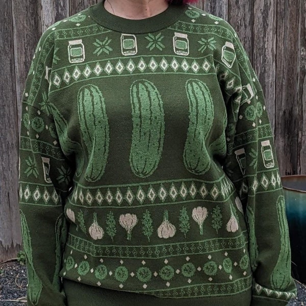 Dill Pickle Holiday Knitted Sweater Crew Neck - Knitted to order