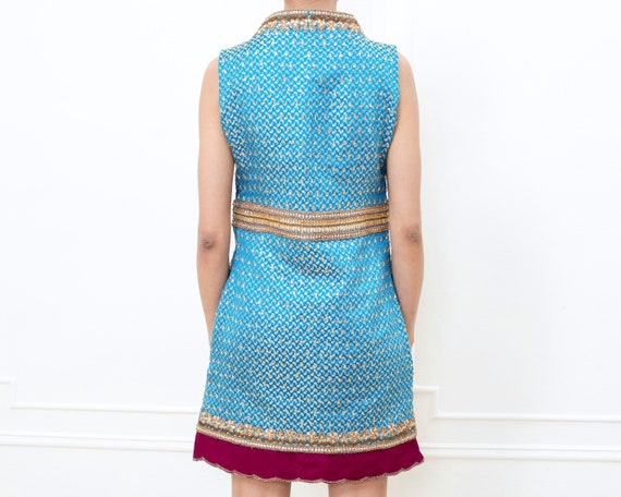 80s indian turquoise party dress | bright aqua se… - image 6