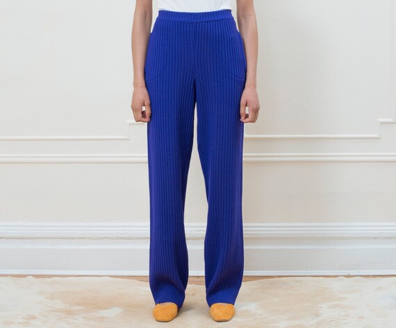 70s ysl purple knit pants medium | yves saint laur