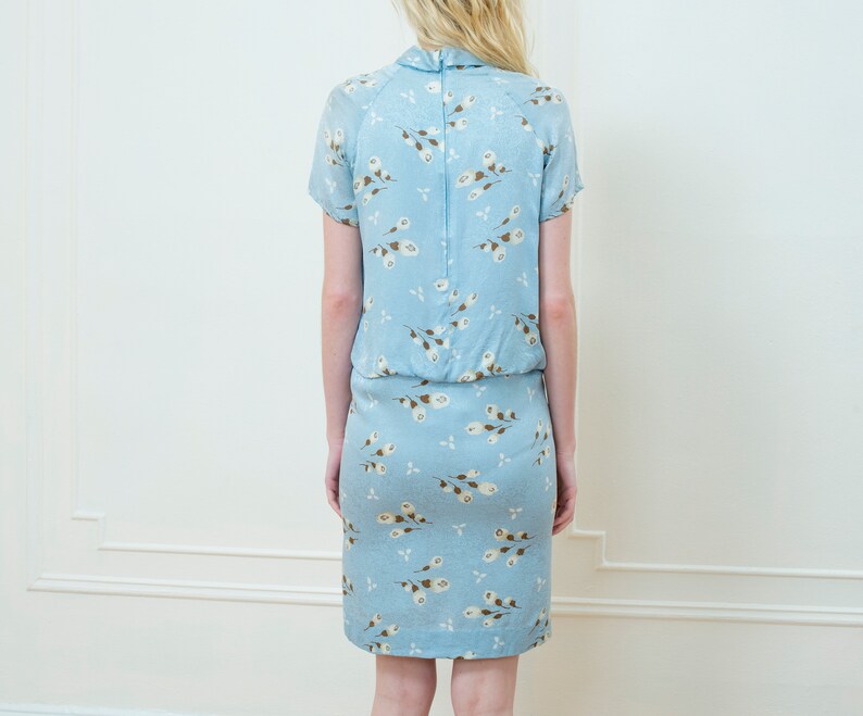 powder blue tea length dress