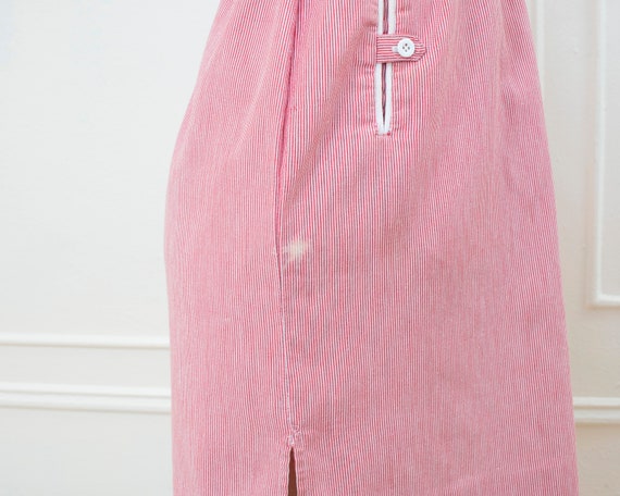 70s red striped mini skirt 28 waist small | elast… - image 6