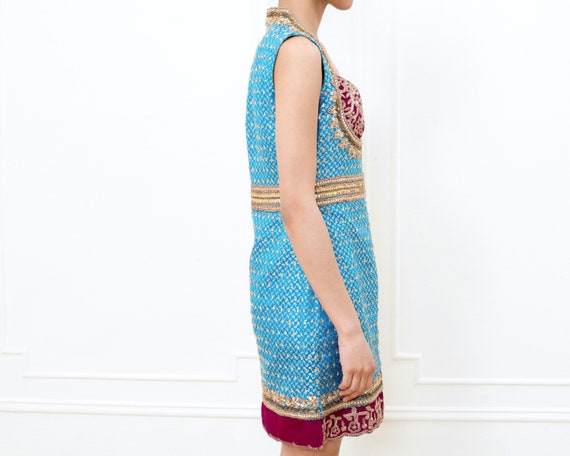80s indian turquoise party dress | bright aqua se… - image 5