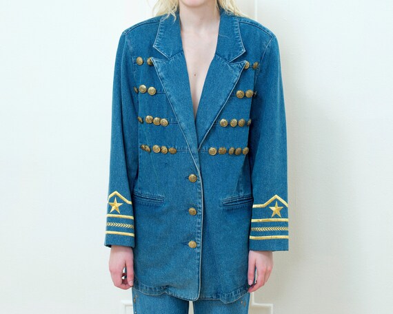 denim military blazer