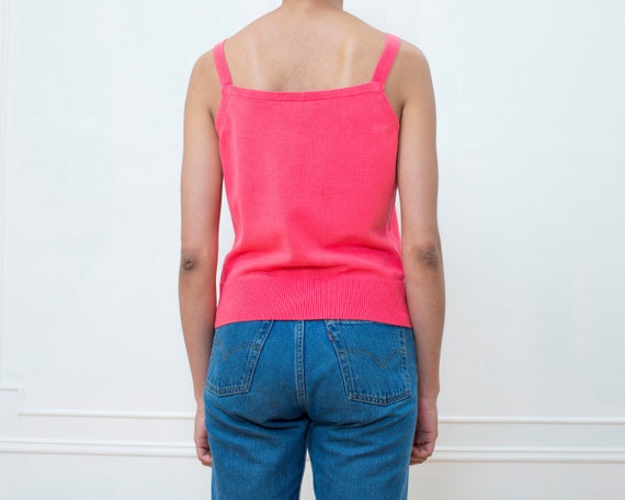 80s hot pink silk knit tank top medium | pink kni… - image 4