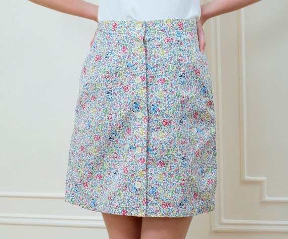 multicolor floral skort medium | 80s button down f