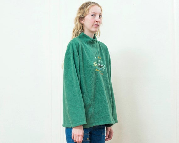 90s green novelty fleece sweatshirt large | austr… - image 2